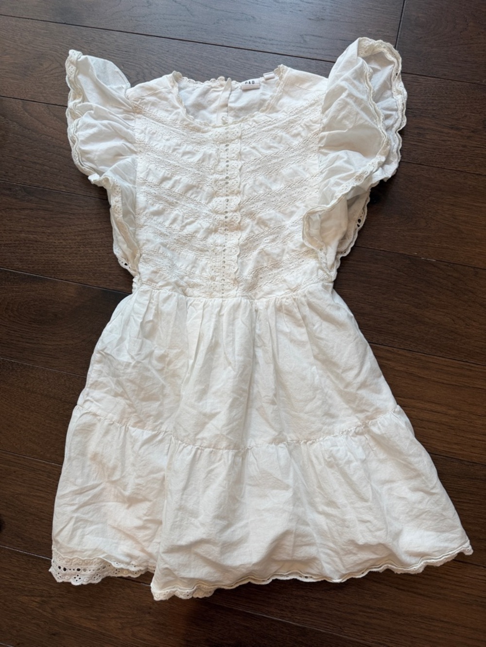 Gap Kids Lace Tiered Ruffle Dress Large in New Off White - C42-013 - Picture 2 of 12